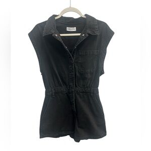 Zara Black Sleeveless Denim Romper